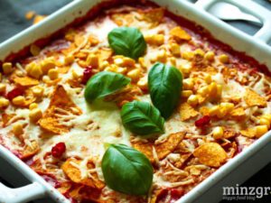 Chili sin Carne Auflauf mit Nachos