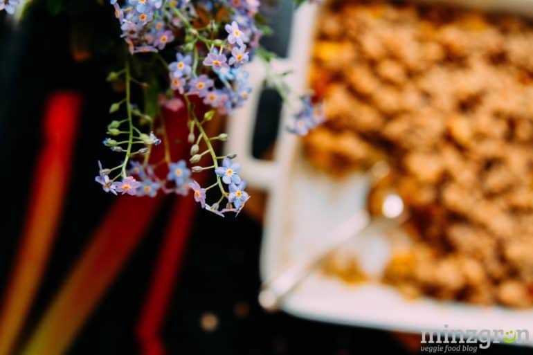 Rhabarber-Mango Crumble mit Haferflocken